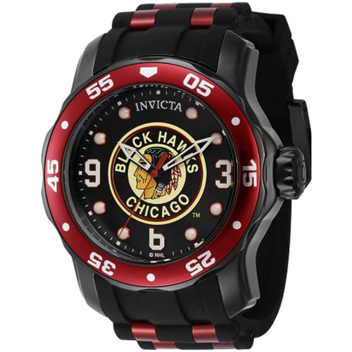Invicta Men's 42645 NHL Chicago Blackhawks Quartz Black Dial Color
